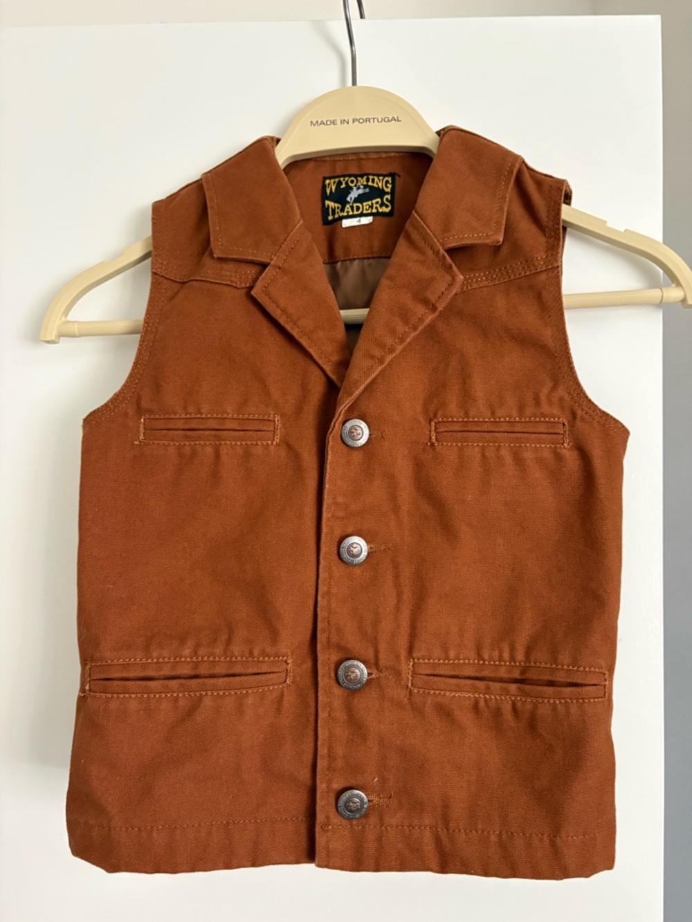 Kids Rust Brown Button-Front Vest